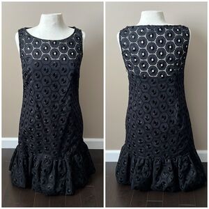 Tibi fit & flare black sleeveless circle dress w/bubble hem